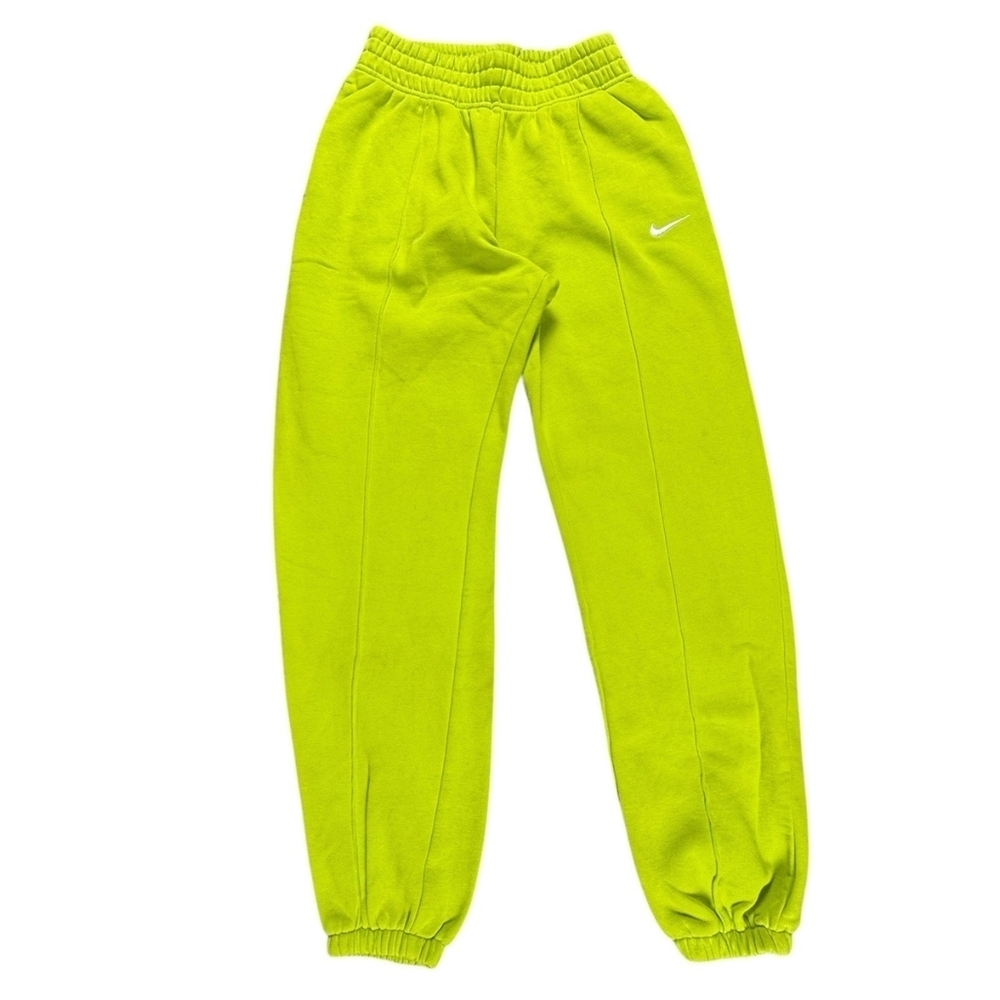 Nike Sweatpants Mens XS Fleece Joggers Swoosh Logo Neon Workout Gym Activewear - Picture 3 of 6